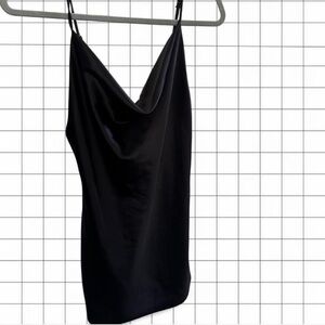 ADIKA Sleek Black Satin Slip Dress